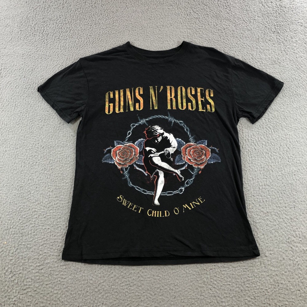 guns n roses t shirt Men's Small Gray Acid Wash Graphic